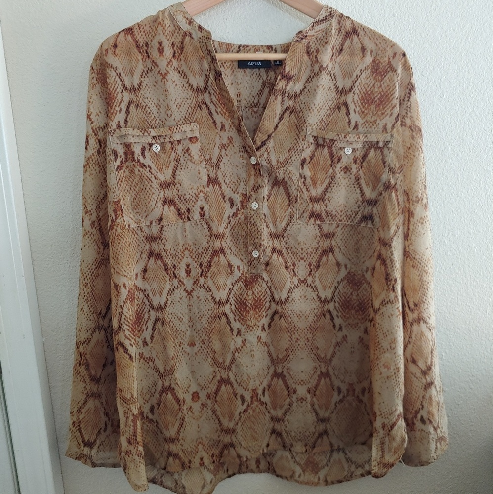 Apt 9 snake print button down